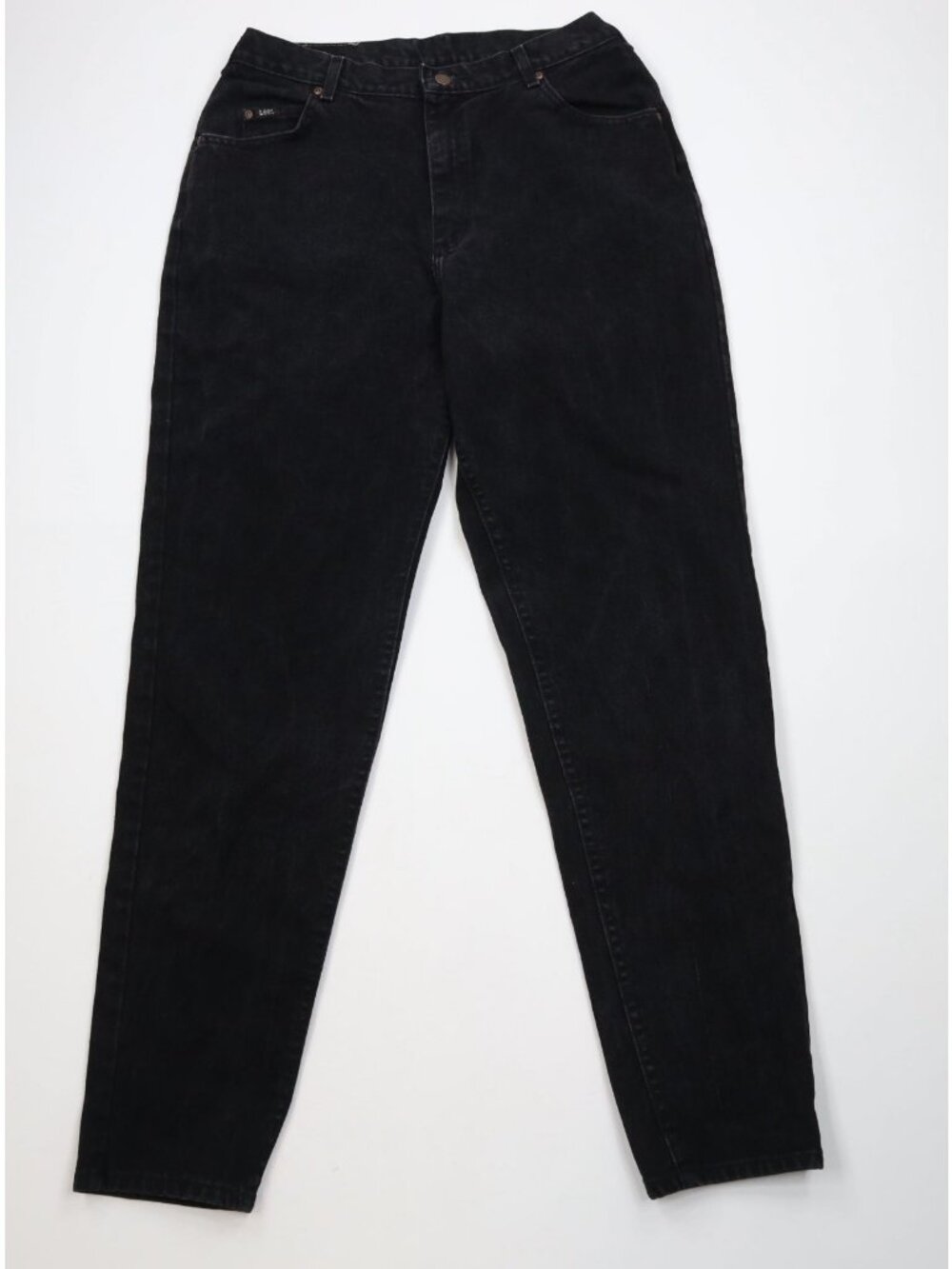 Vintage 90s Lee Womens 16 Long Faded Relaxed Fit Tapered Leg Denim Jeans Black